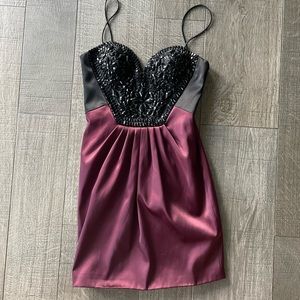 Mignon Satin Mini Dress with Gem Embellishments
